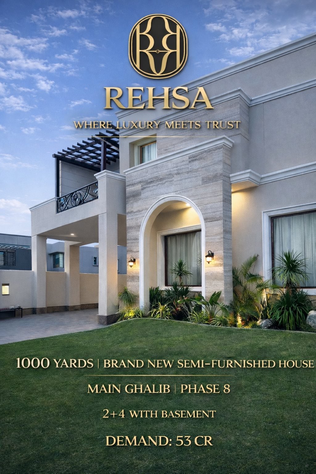 1000 Sq. Yards Semi-Furnished Brand-New Luxury Residence with Basement – Main Khayaban-e-Ghalib, Phase 8, DHA Karachi